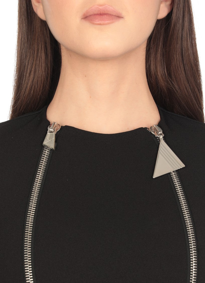 The Attico Fitted Black Dress With Front Zip Detailing