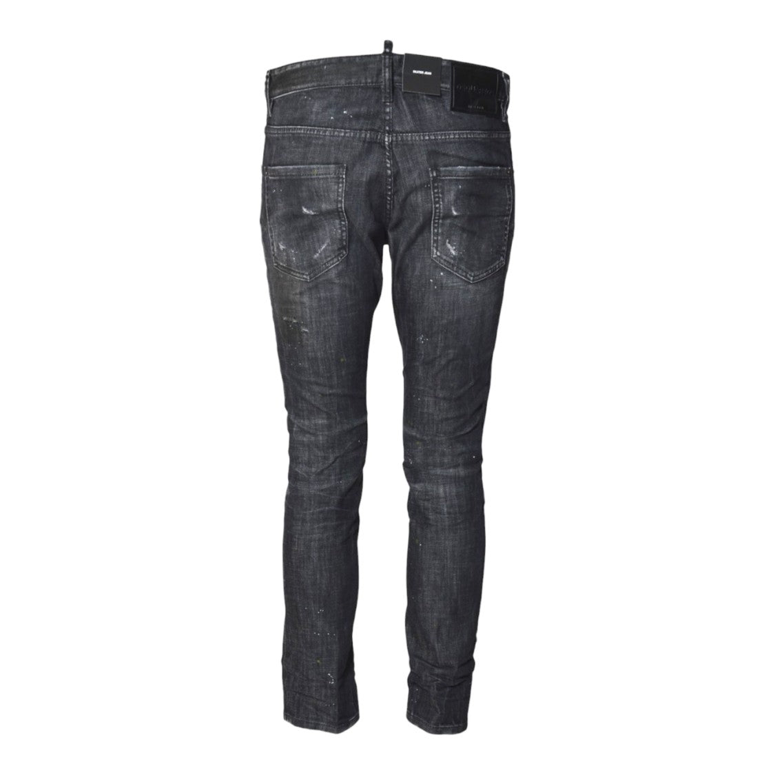 Dsquared2 Slim-Fit Distressed Black Jeans With Paint Splatter Accents