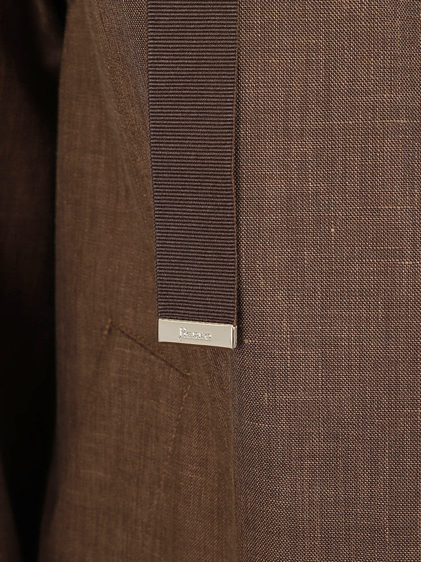 Herno Contemporary A-Line Jacket With Detachable Hood And Leather Straps