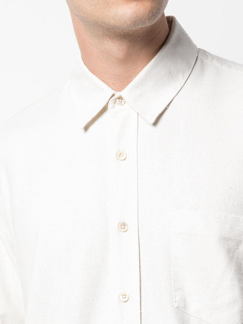 Our Legacy White Silk Classic Shirt With Curved Hem