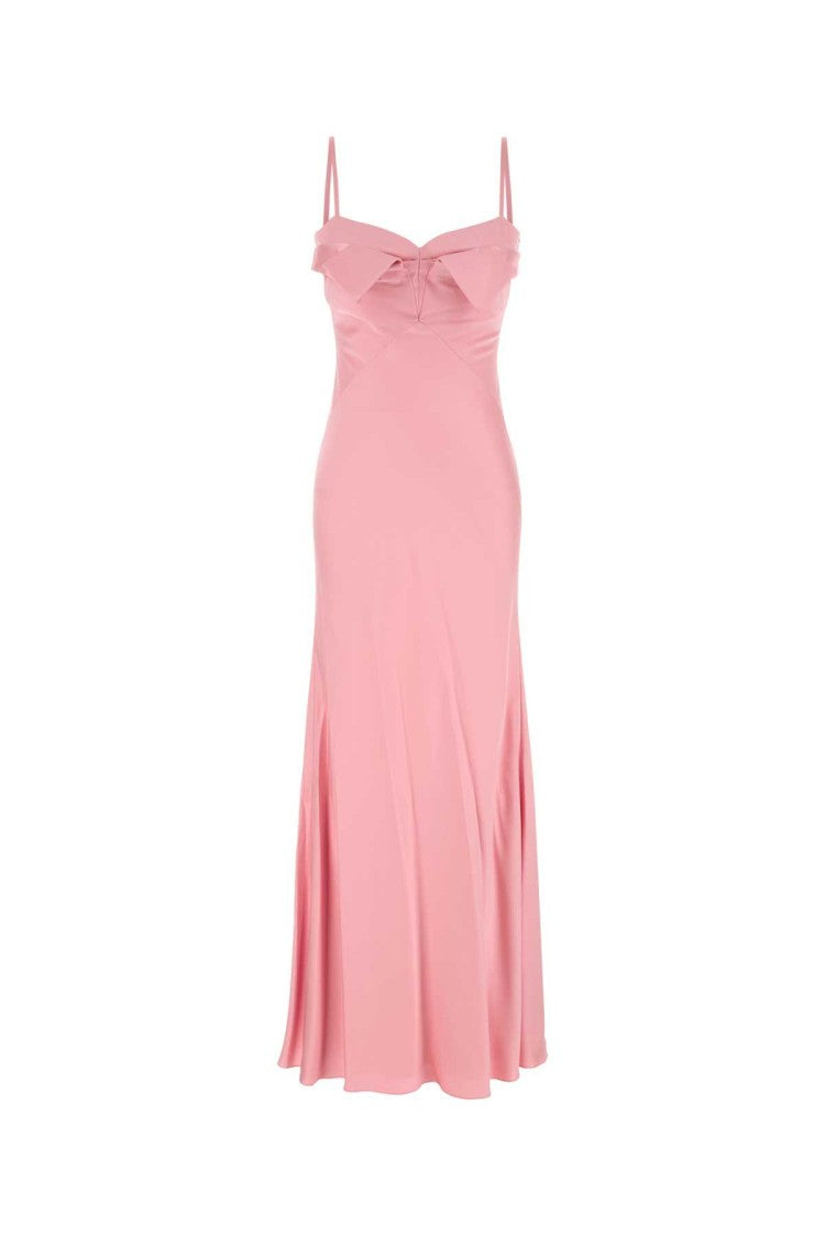 Alexander Mcqueen Pink Satin Long Dress