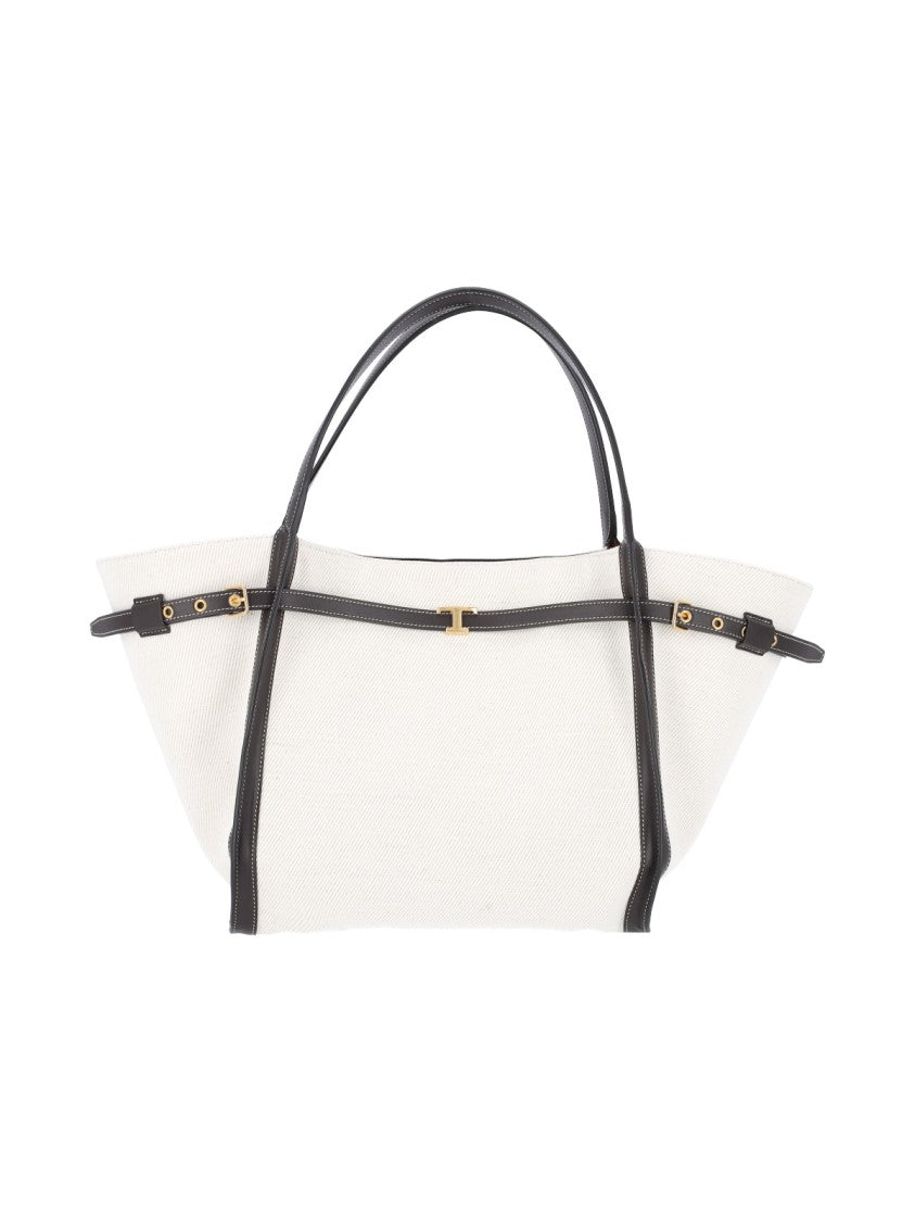 Tod's White Tim Medium Linen Tote Bag