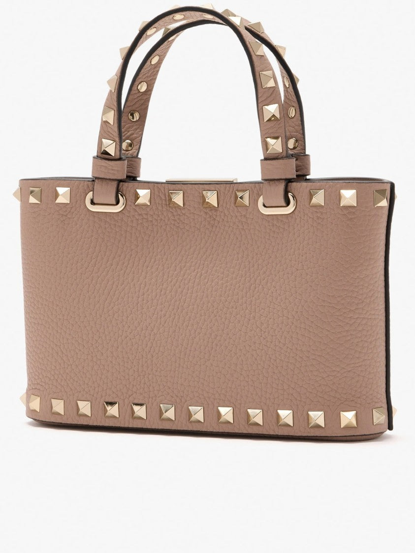 Valentino Brown Rectangular Textured Studded Mini Bag