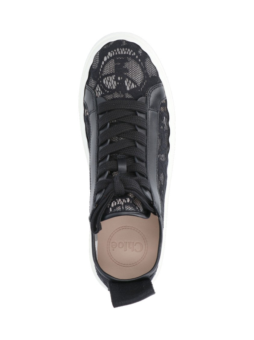 Chloé Black Lauren Embroidered Mesh Sneakers