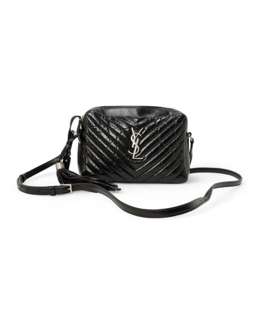 Saint Laurent Lou Quilted Camera Bag In Black