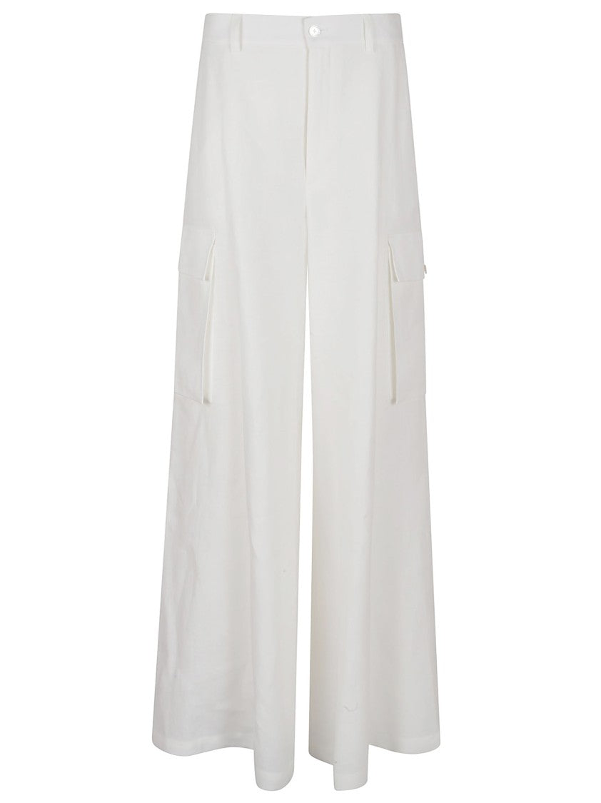 Polo Ralph Lauren Wide-Leg White Linen Pants