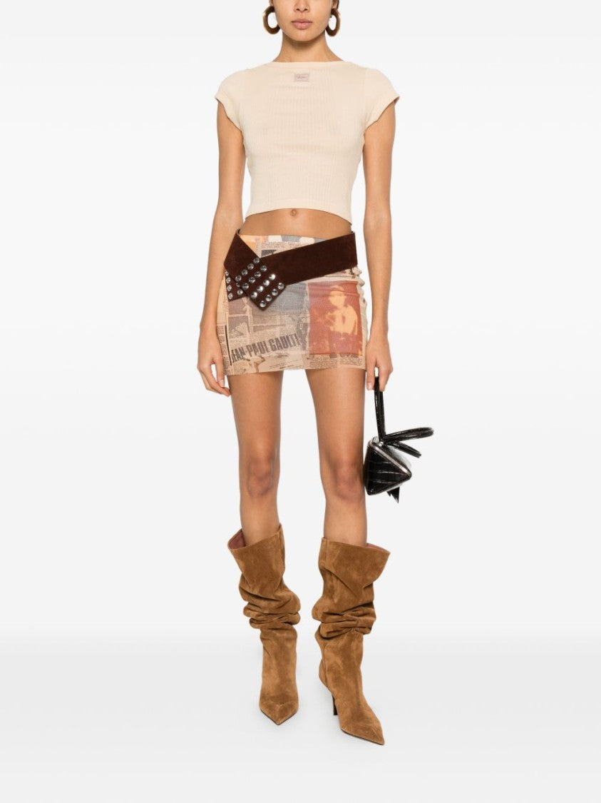 Jean Paul Gaultier Silk And Nylon Blend Drape Top