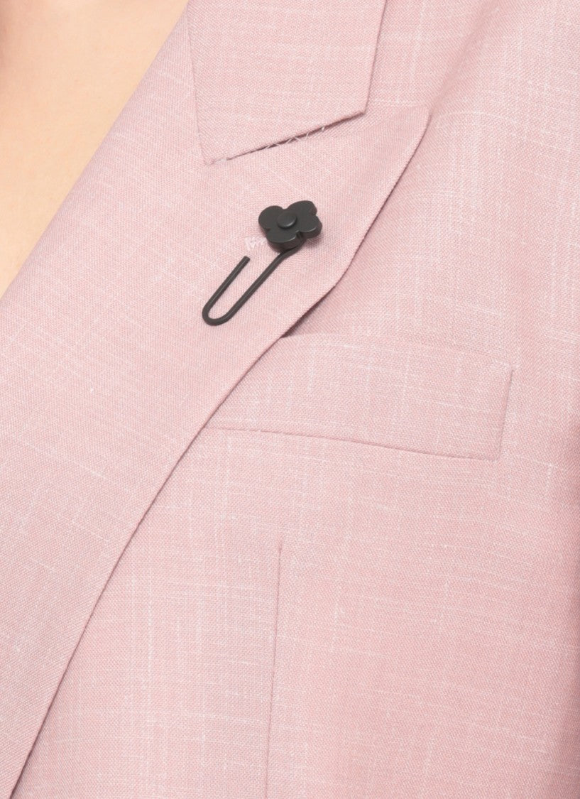 Lardini Pink Wool Silk Double-Breasted Blazer