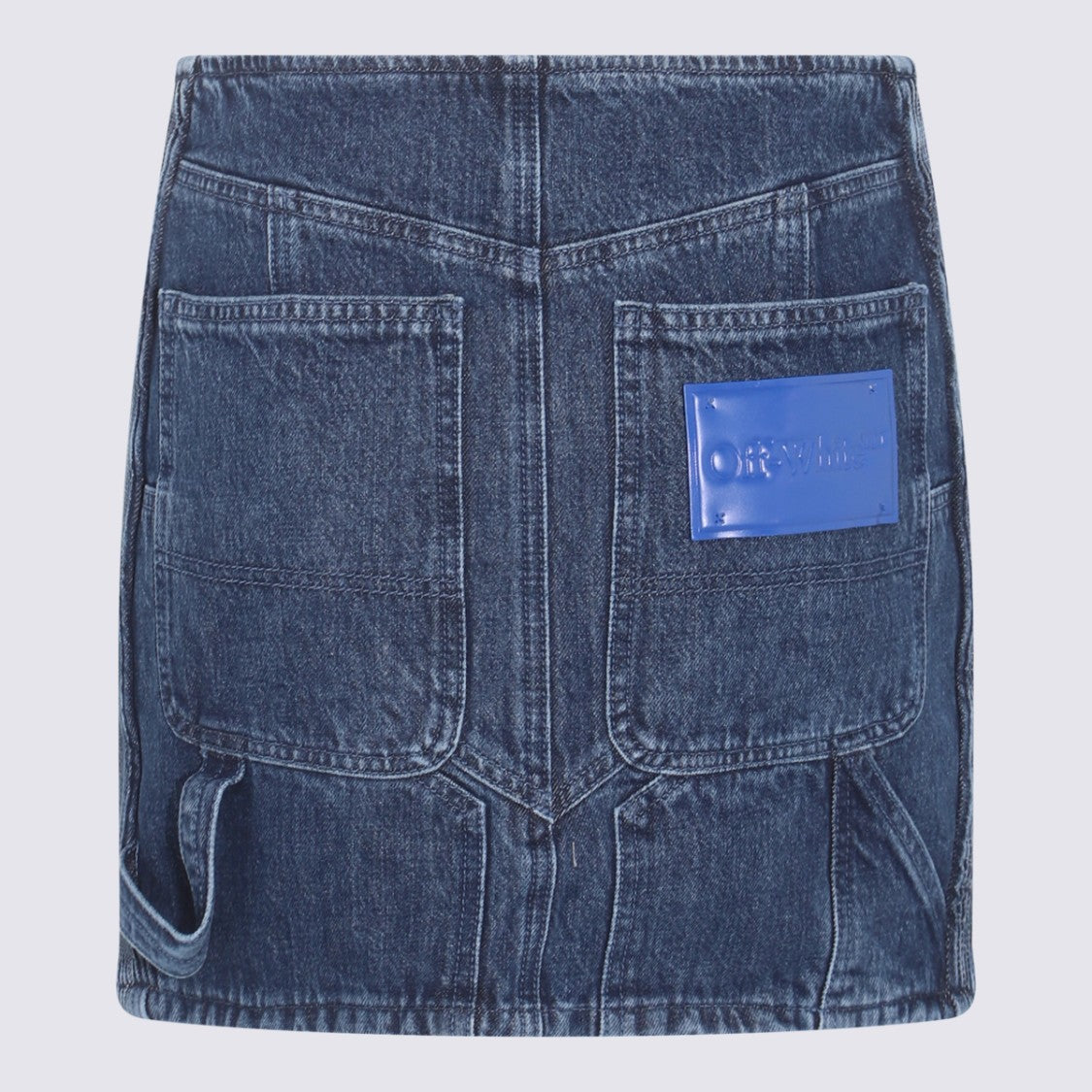 Off-White Structured A-Line Mini Skirt In Dark Denim