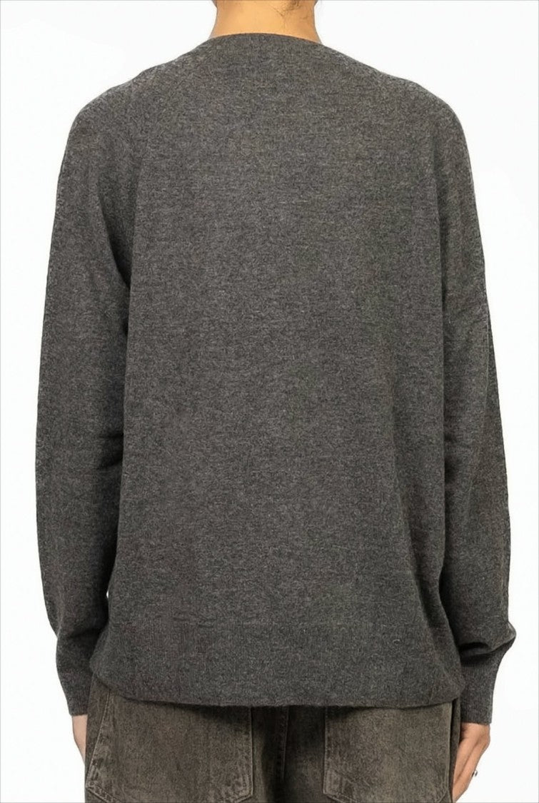 Max Mara Classic-Fit Grey Cardigan With V-Neck