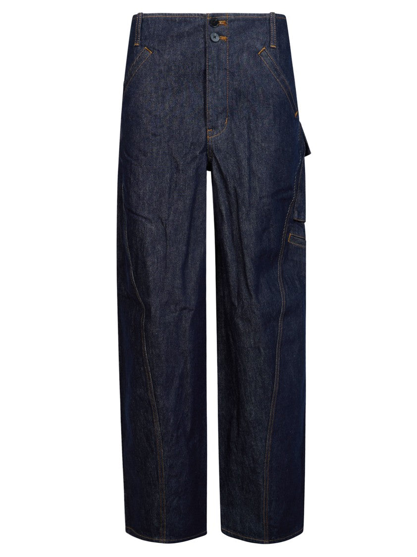 Self-Portrait Indigo Denim Utility Cargo Jeans
