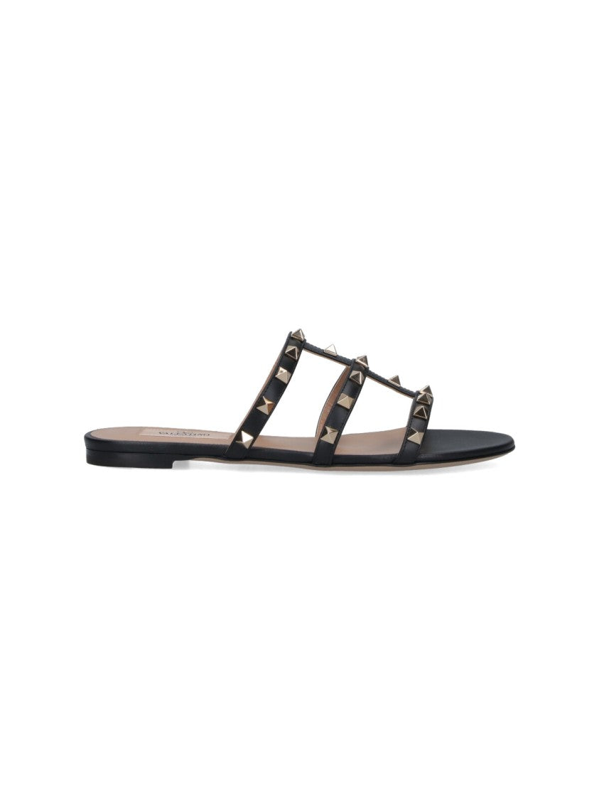 Valentino Garavani "Rockstud" Slide Sandals – Black
