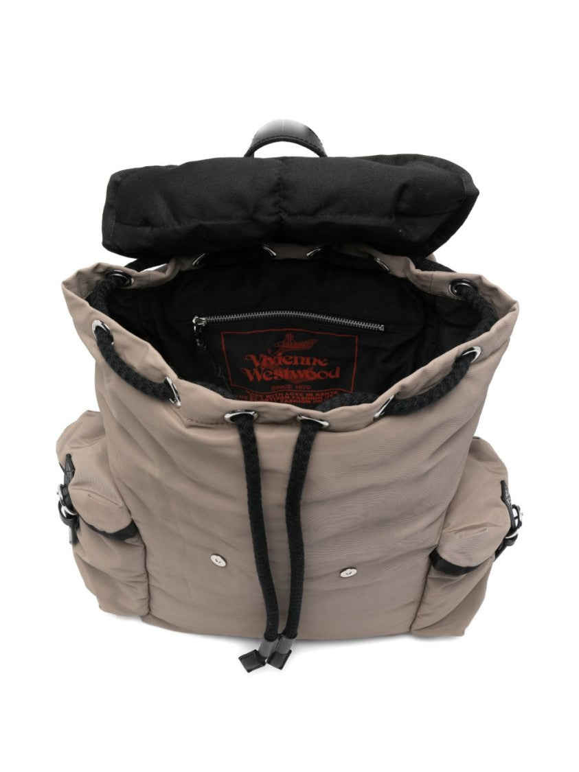 Vivienne Westwood Top Handle Backpack With Side Pockets And Drawstring Fastening
