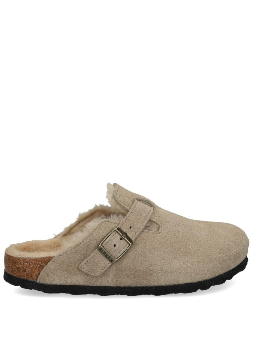 Birkenstock Suede Shearling Slip-On Sandals