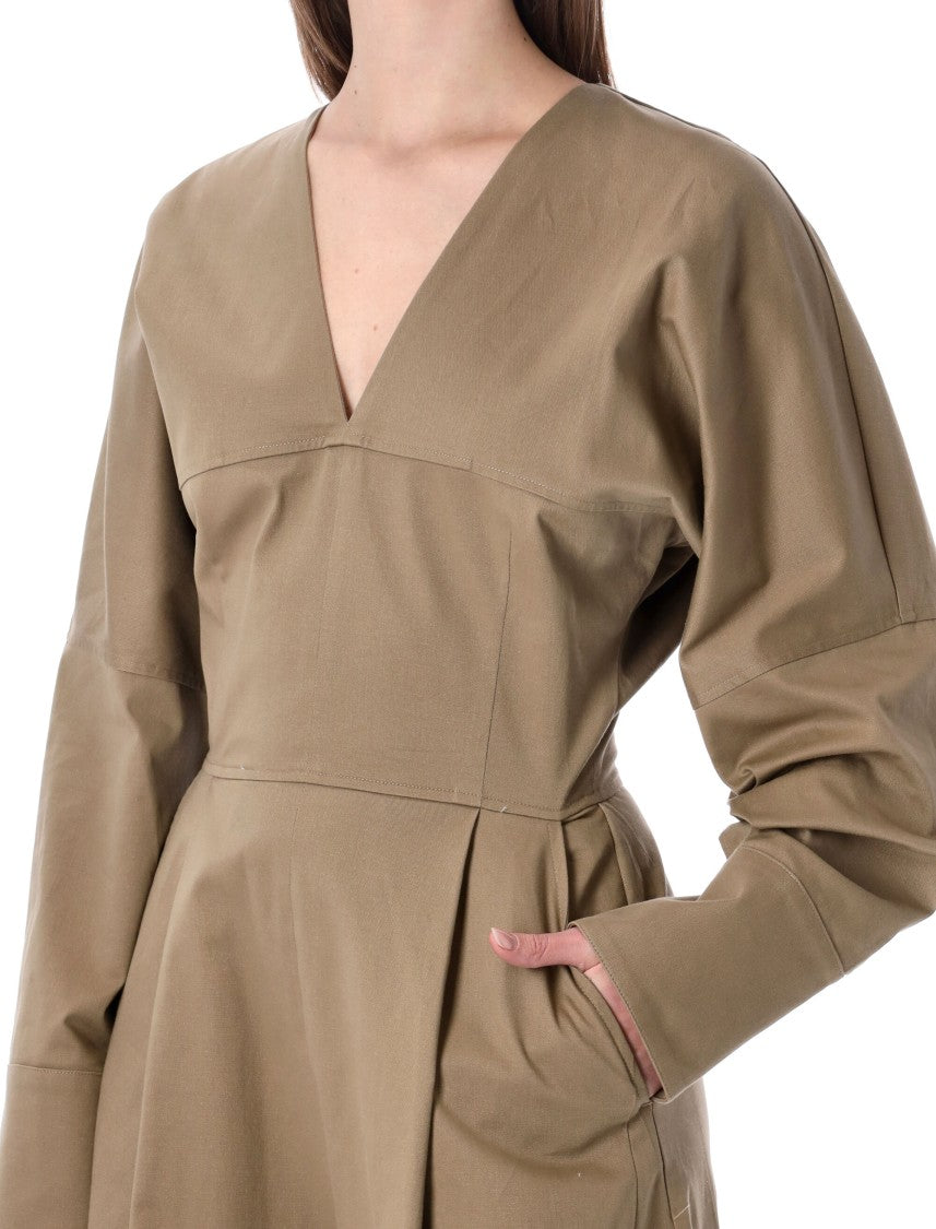 The Latest Technical Cotton Deep V Wide Jumpsuit