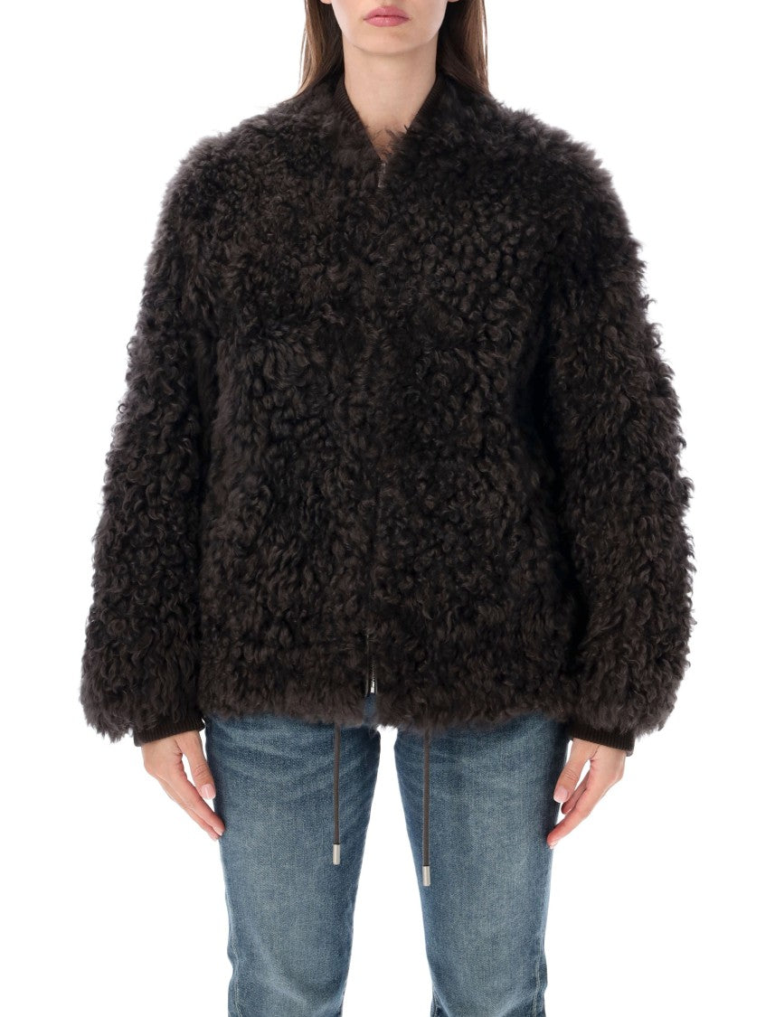 Sword Shearling Zip Bomber Jacket