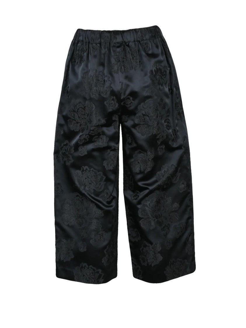 Comme Des Garçons Black Floral Jacquard Cropped Pants