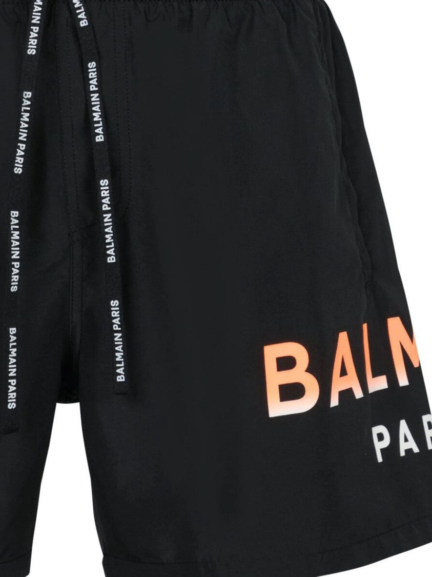 Balmain Logo-Print Swim Shorts