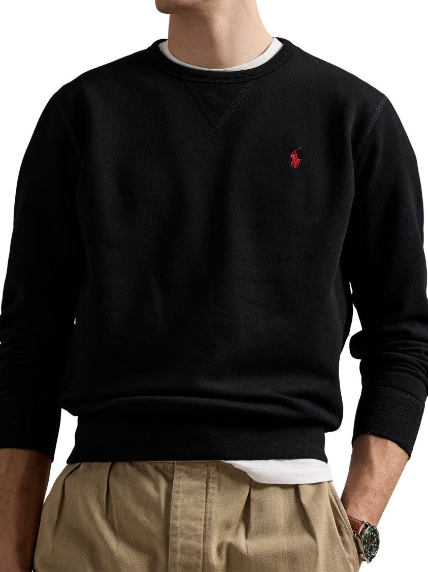 Polo Ralph Lauren Long-Sleeve Black Knit Sweater With Contrasting Logo
