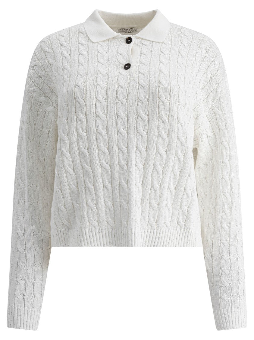 Brunello Cucinelli Classic Cable Knit Polo Shirt
