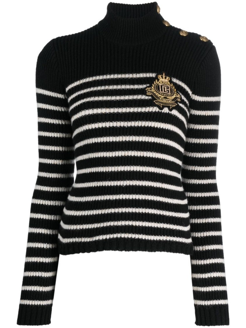 Balmain Ribbed Knit Cashmere Blend Jumper