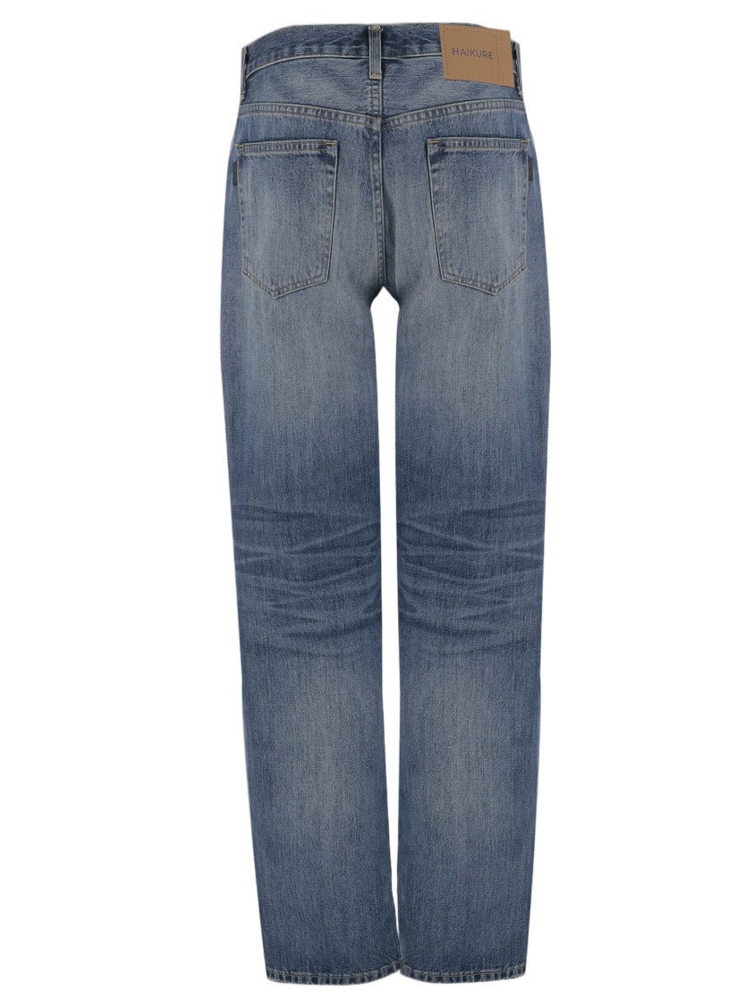 Haikure Washed Cotton Denim Jeans With Classic Five-Pocket Design