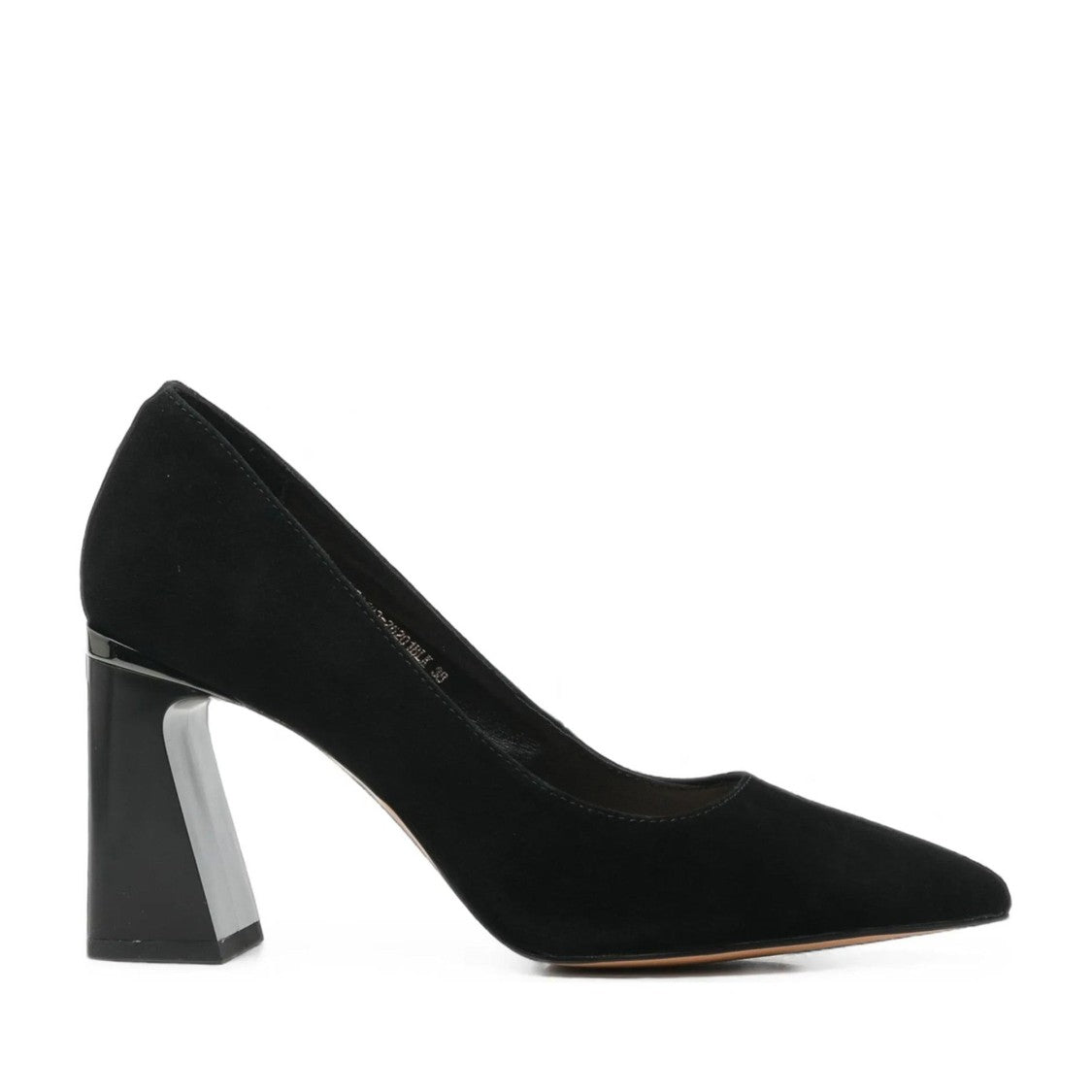 Sergio Moretti Black Pointed Toe Glossy Block Heel Suede Dress Pumps