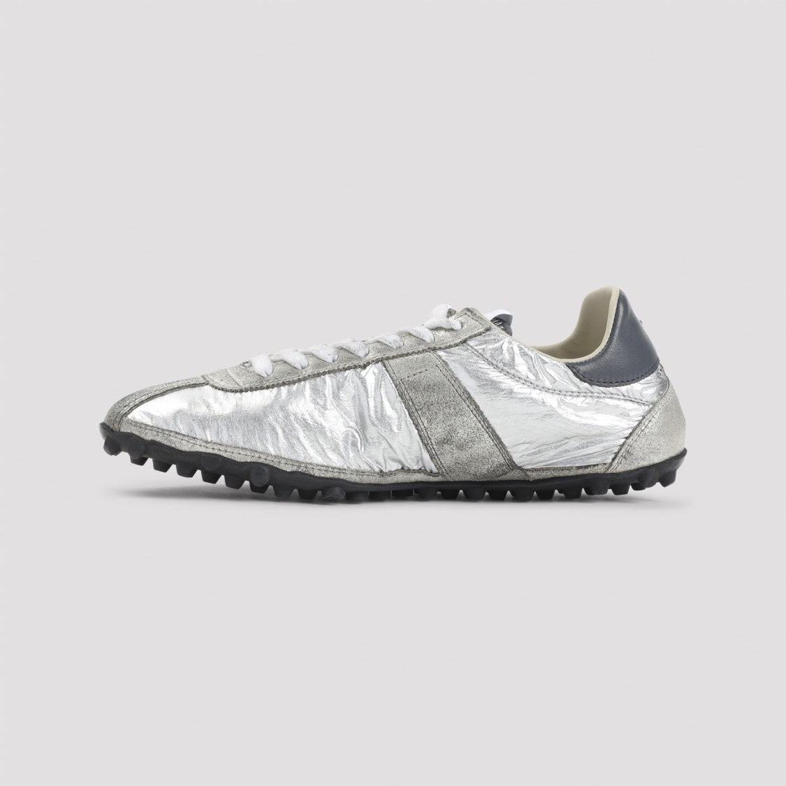 Maison Margiela Metallic Silver Sneakers With Crinkled Texture