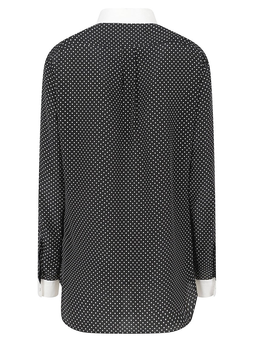 Tom Ford Geometric Silk Shirt With Contrasting Collar And Cuffs