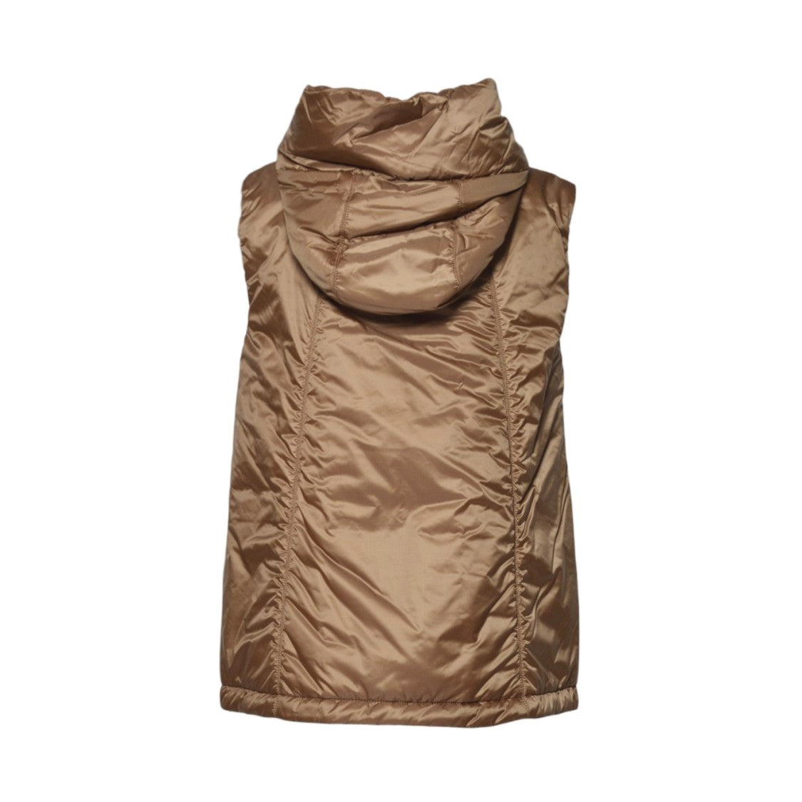 Max Mara Hooded Sleeveless Vest With Zip Closure And Contrasting Drawstrings
