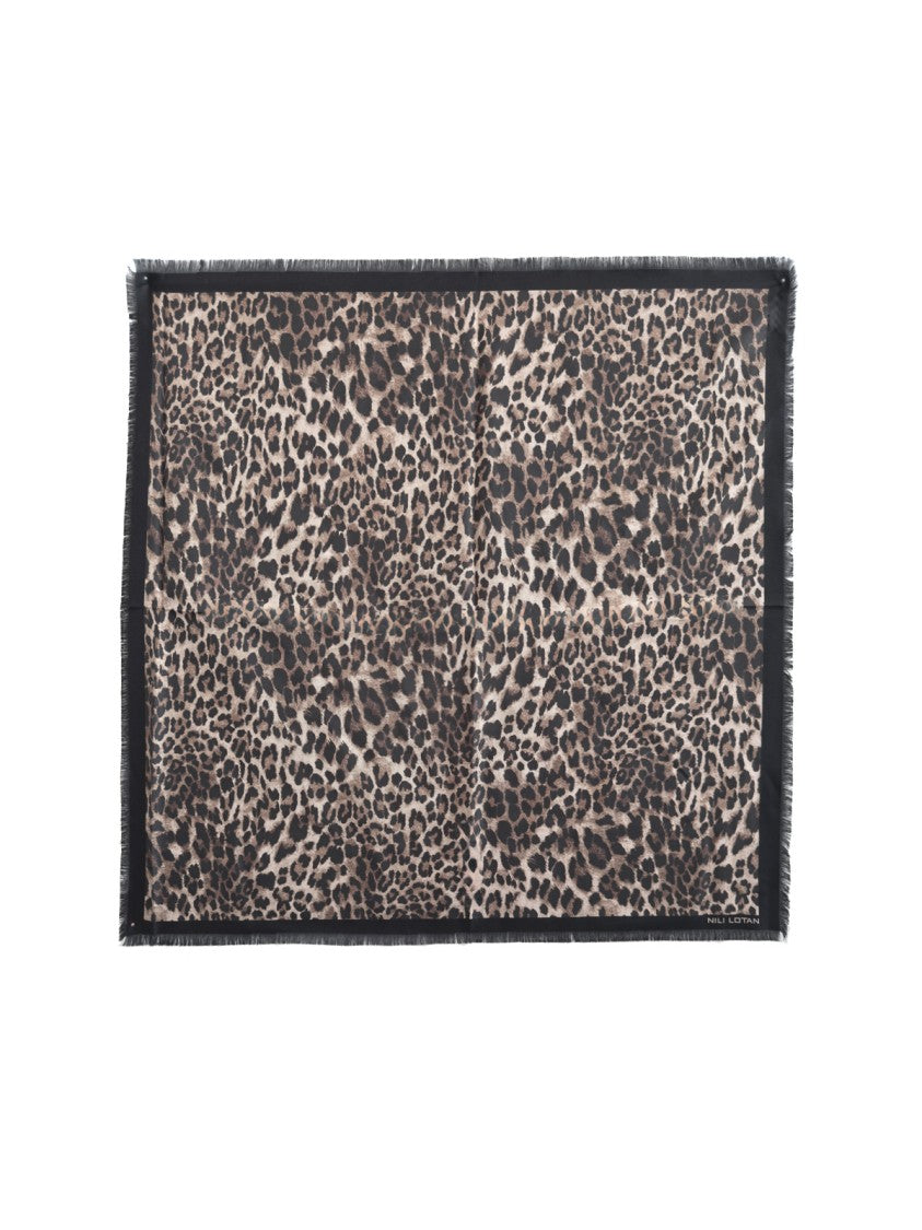 Nili Lotan Animal Print Scarf – Brown