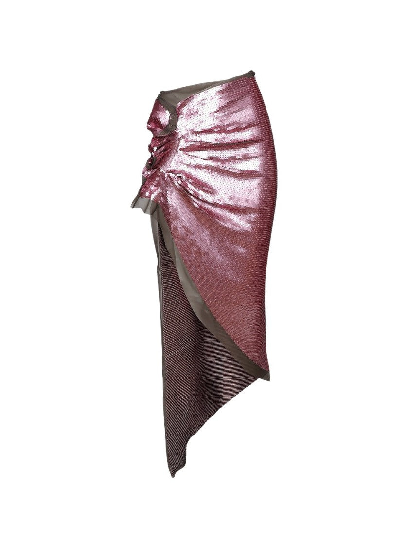 Rick Owens V-Waist Midi Skirt With Asymmetric Hem