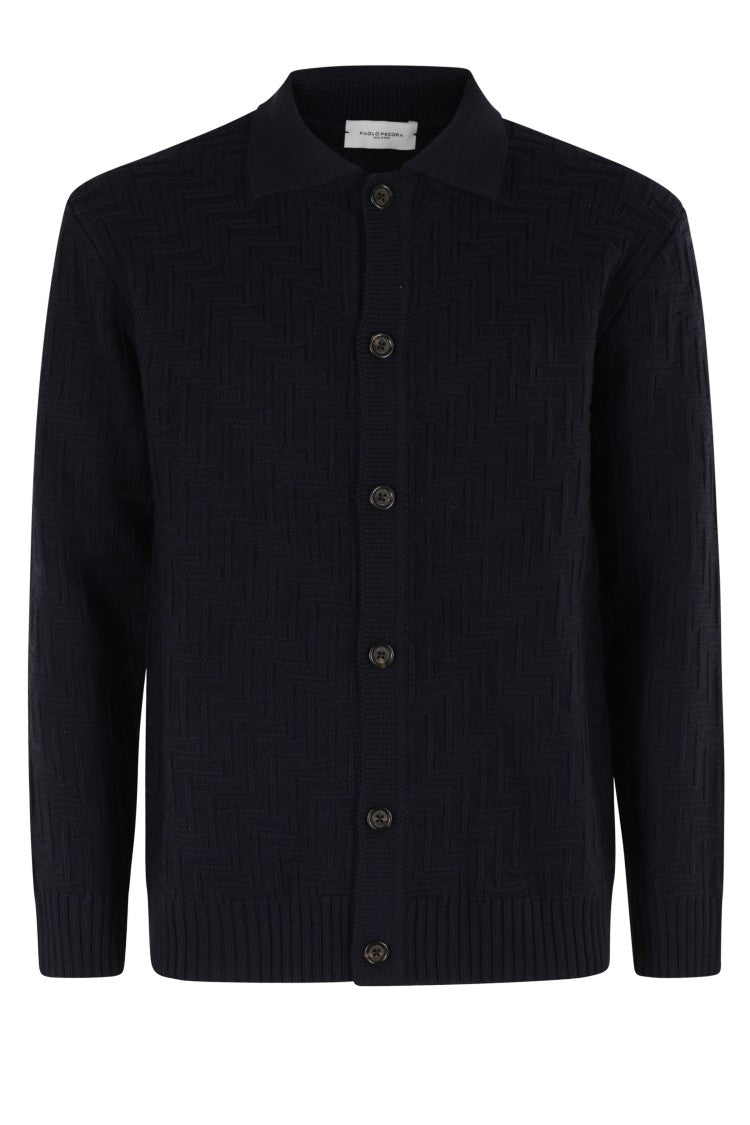 Paolo Pecora Classic Long-Sleeve Cardigan With Textured Knit