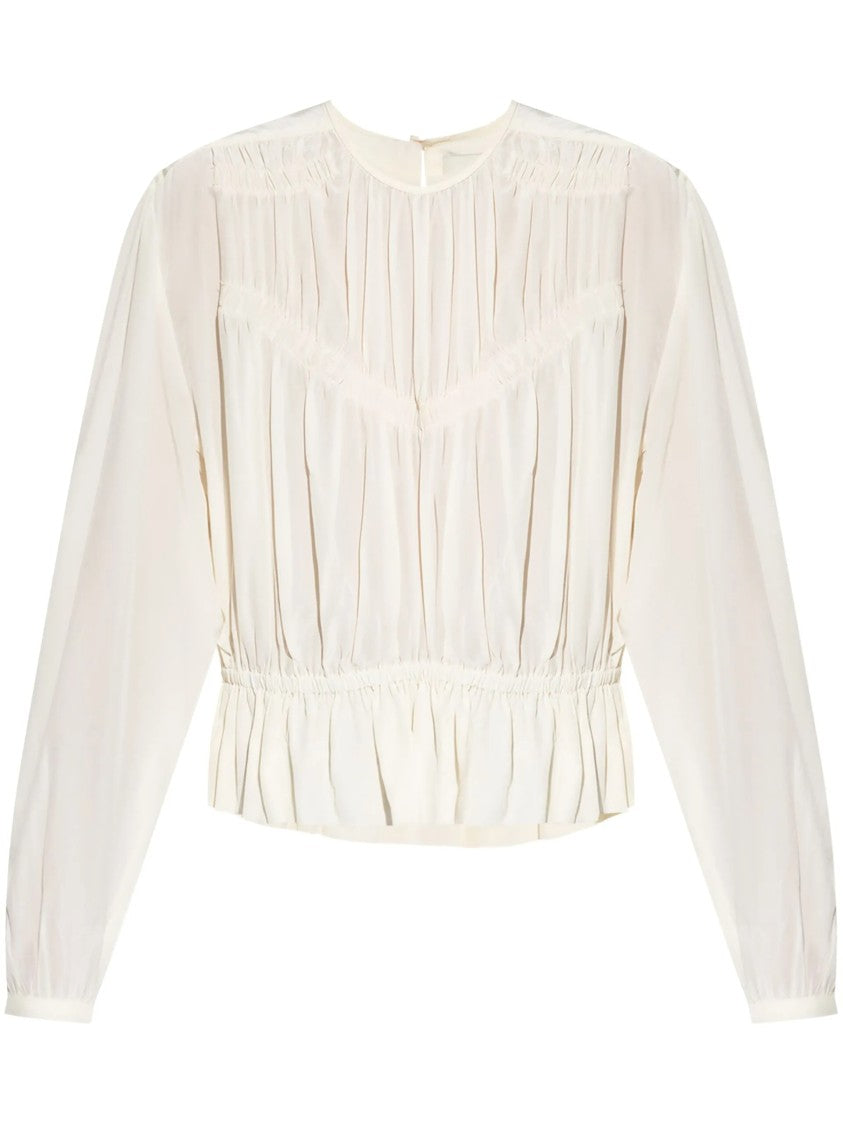 Isabel Marant Silk Blouse With Delicate Pleating And Gathered Waist