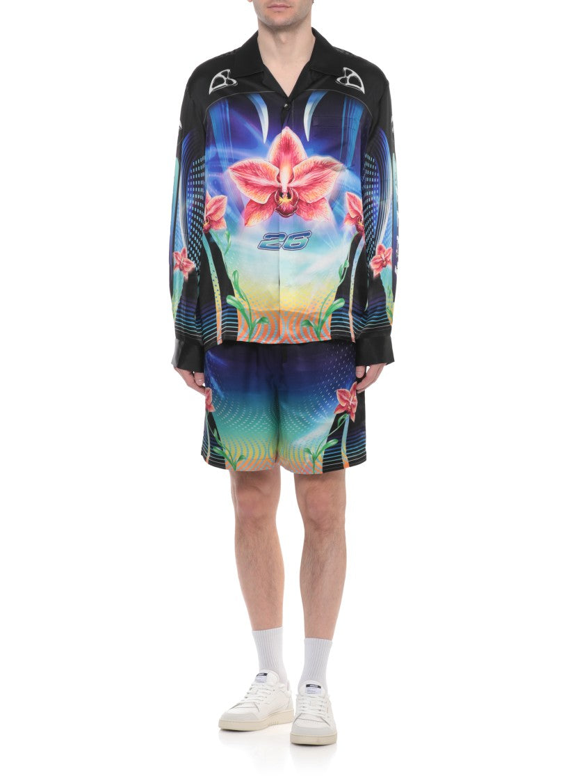 Casablanca Black Orchid Racer Silk Shirt