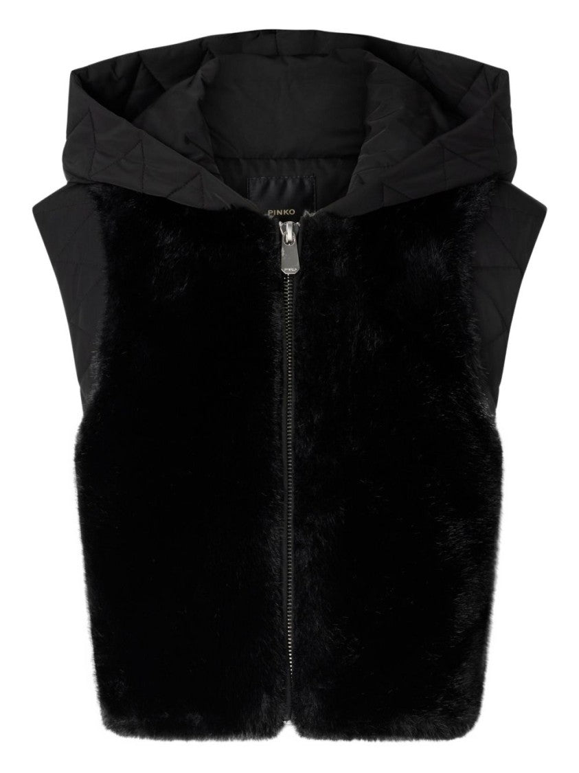 Pinko Plush Faux Fur Hooded Vest