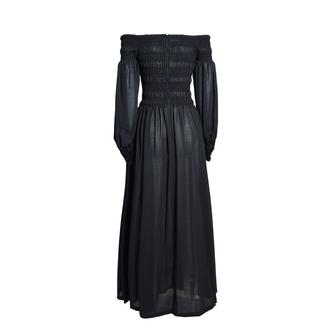 Max Mara Manu Off Shoulder Dress In Black Cotton
