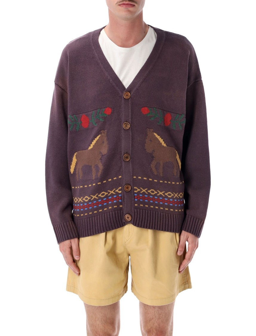 Found Knitted Cardigan With Playful Horse Motif