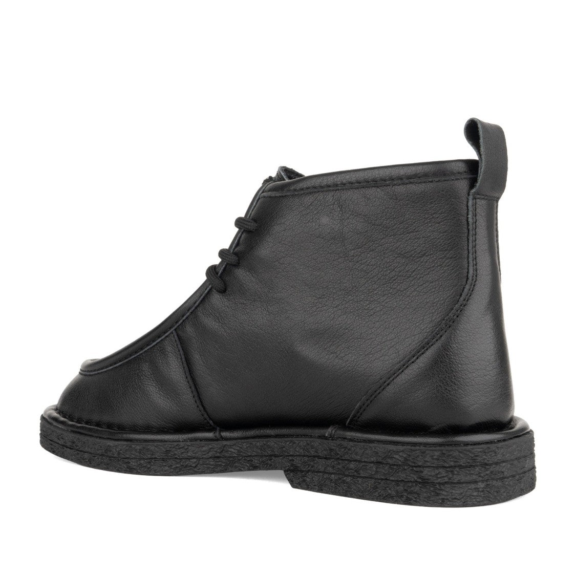 Linda Baumann Black Minimalist Lace-Up Leather Ankle Boots