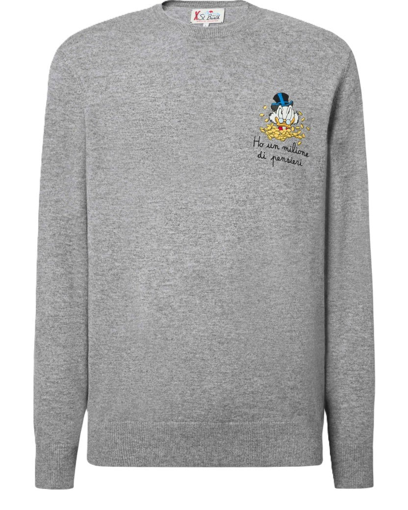 Mc2 Saint Barth Lightweight Knit Sweater With Embroidered Graphic Detail