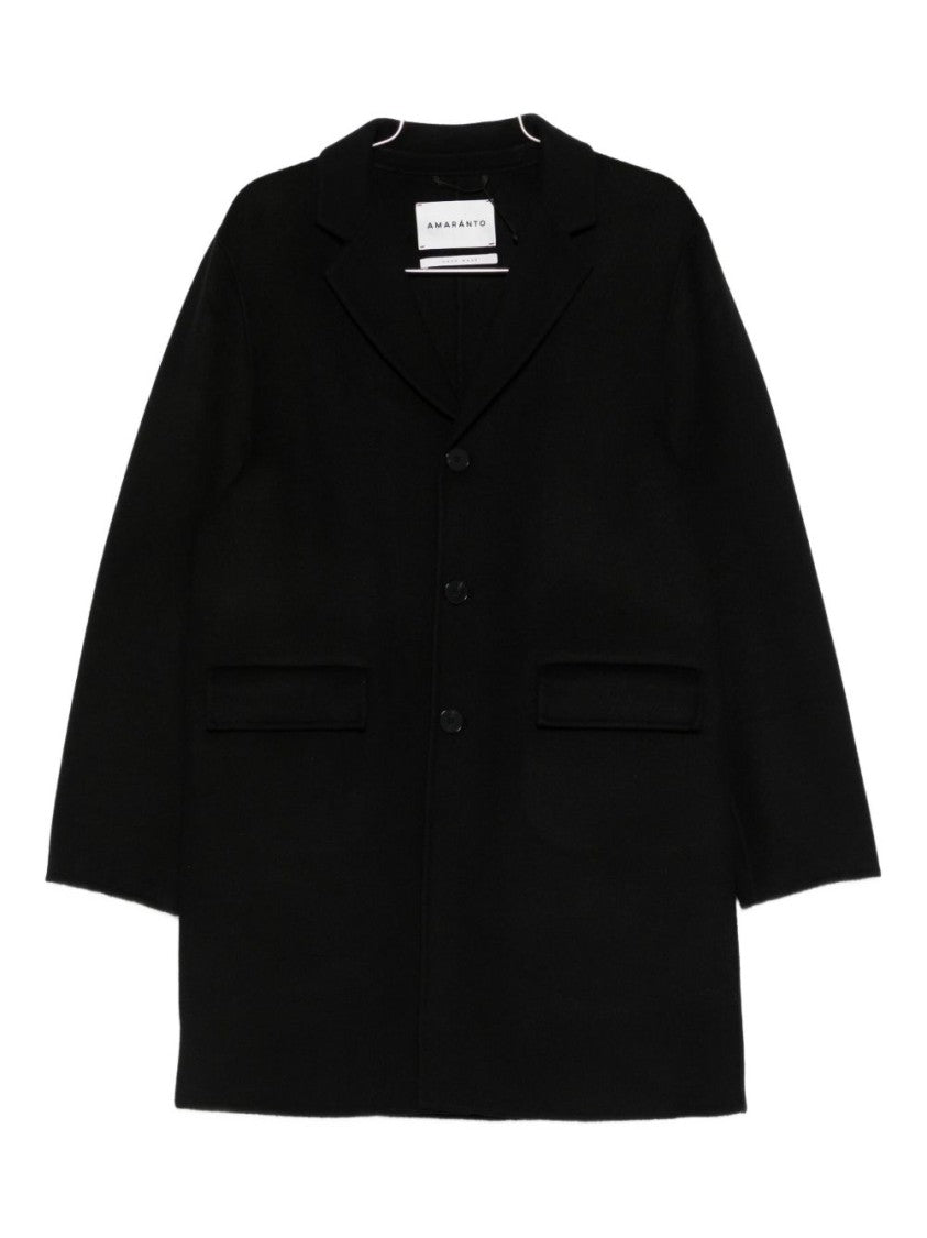 Amaranto Tailored Black Coat With Classic Lapel