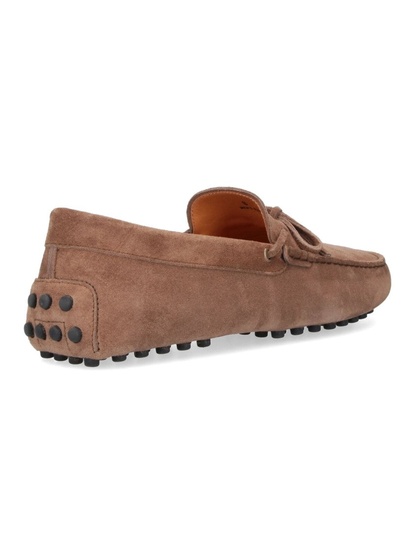 Tod's Brown Polished Leather Loafers With Rounded Toe