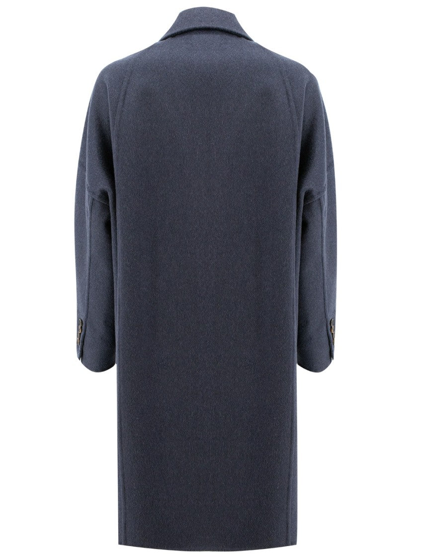 Brunello Cucinelli Double-Breasted Cashmere Coat With Notched Lapel