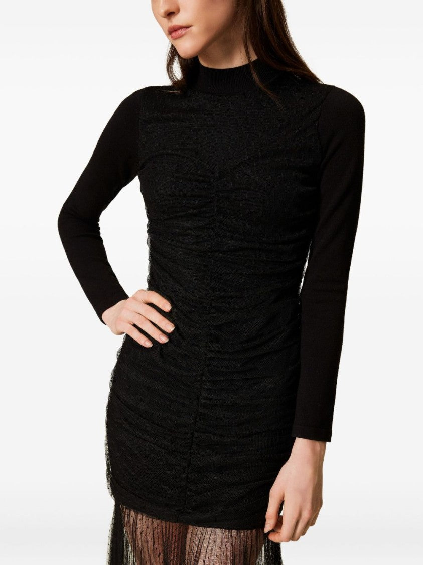 Twin-Set Maxi Dress With Ruched Bodice And Sheer Skirt