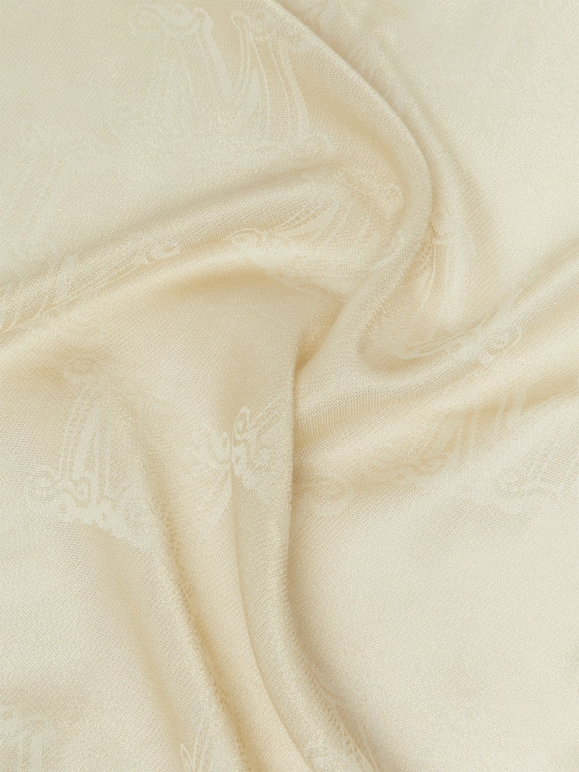 Max Mara Logo Patterned Scarf With Delicate Fringe