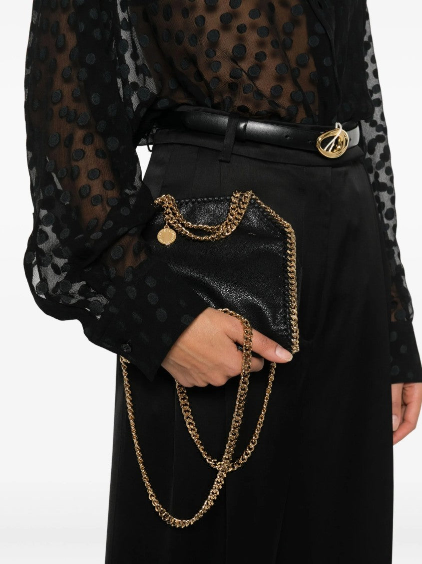 Stella Mccartney Textured Black Tiny Bag With Chain Trim