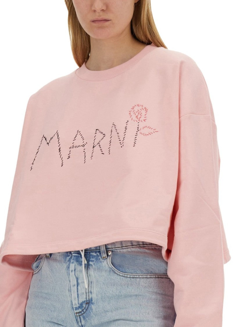Marni Cropped Relaxed-Fit Sweatshirt