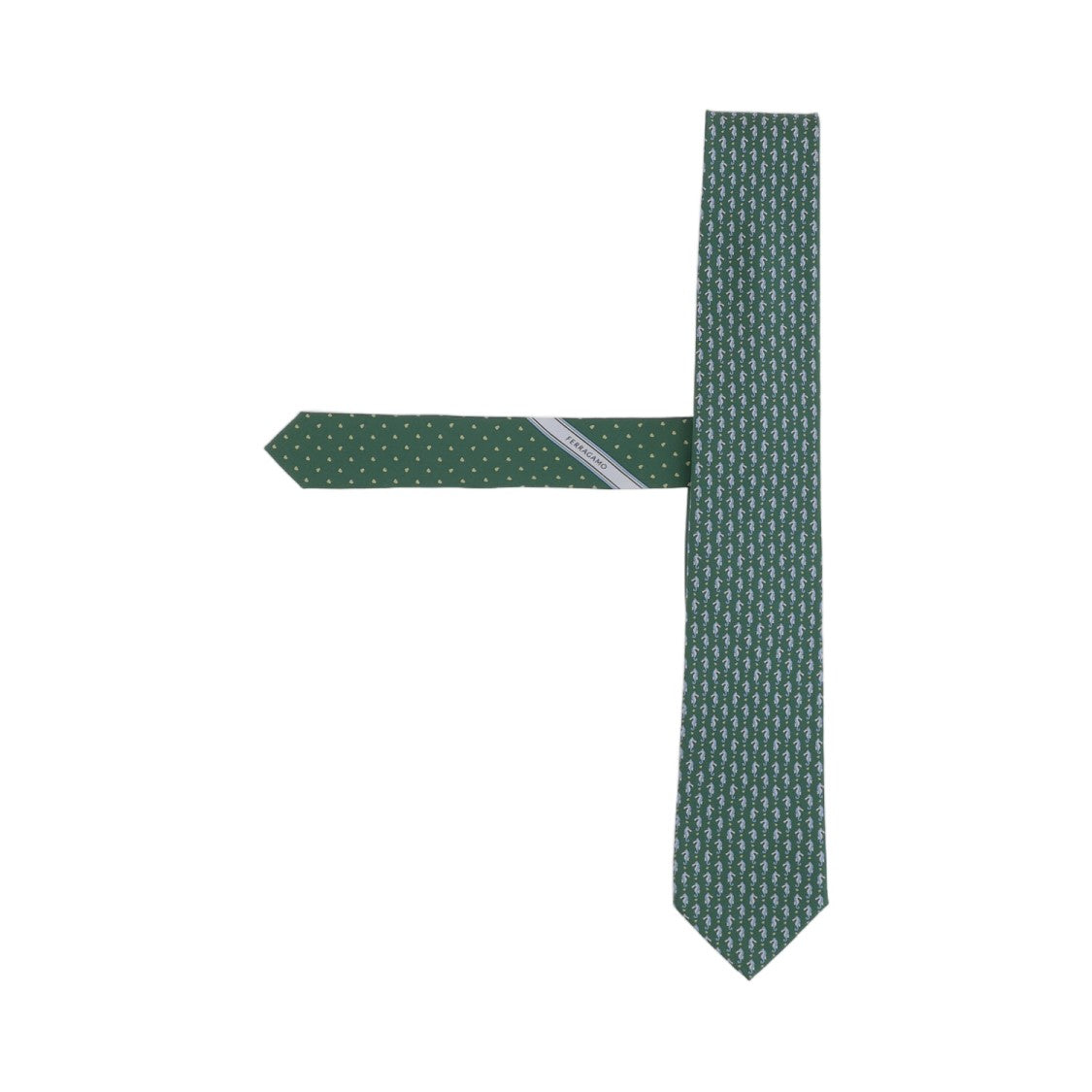 Salvatore Ferragamo Green Patterned Silk Tie