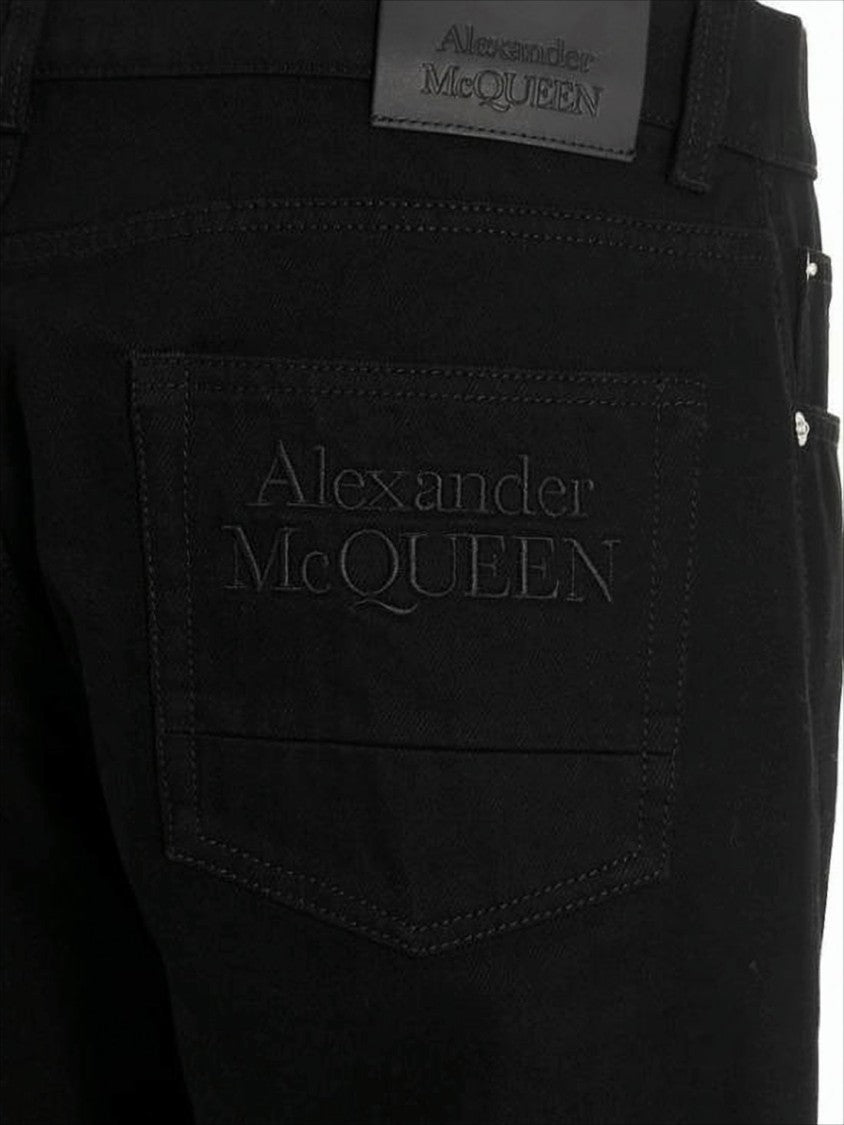 Alexander Mcqueen Classic Tailored Black Straight Pants With Subtle Logo