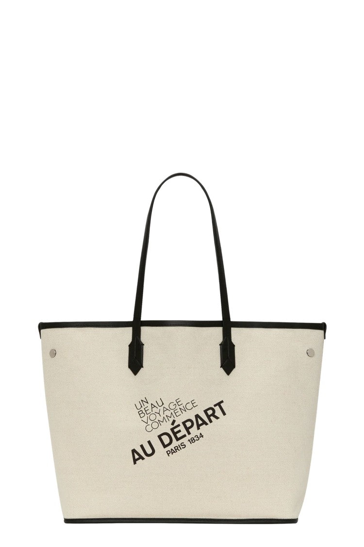 Au Depart Reversible Monogram Tote No. 47 With Leather Handles
